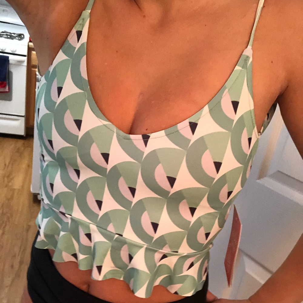 Kortni Jeane NWT Retro Birds Eye XS Scoop Back